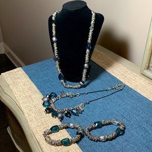 Silver blue and green necklace and bracelet set – Chico’s